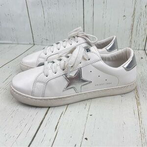 Vintage Havana Carla Leather Sneakers *White Silver Foil‎